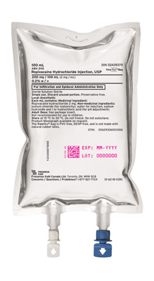 Ropivacaine Hydrochloride Injection, USP 2 mg/mL freeflex® Bag 100 mL