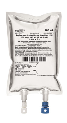 Ropivacaine Hydrochloride Injection, USP 2 mg/mL freeflex® Bag 100 mL